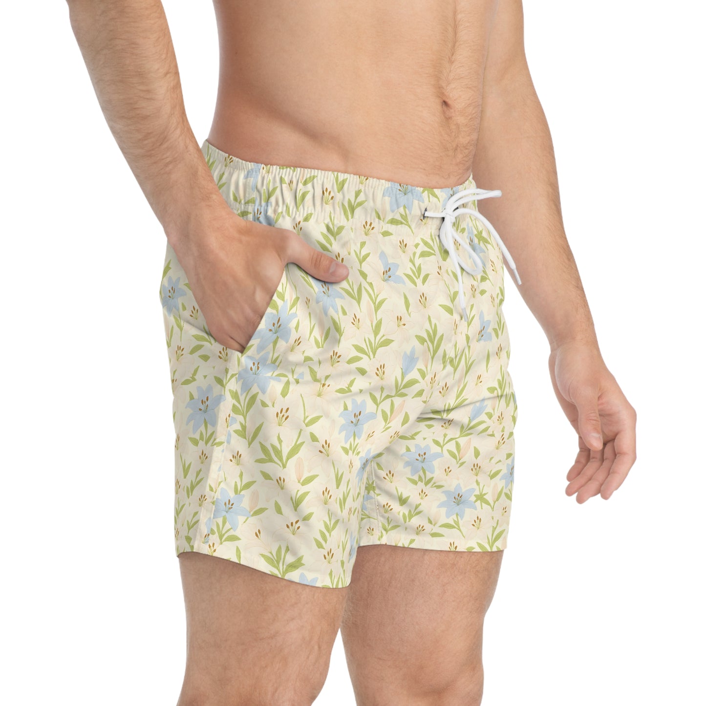 Lilies Light Swim Blue Trunks