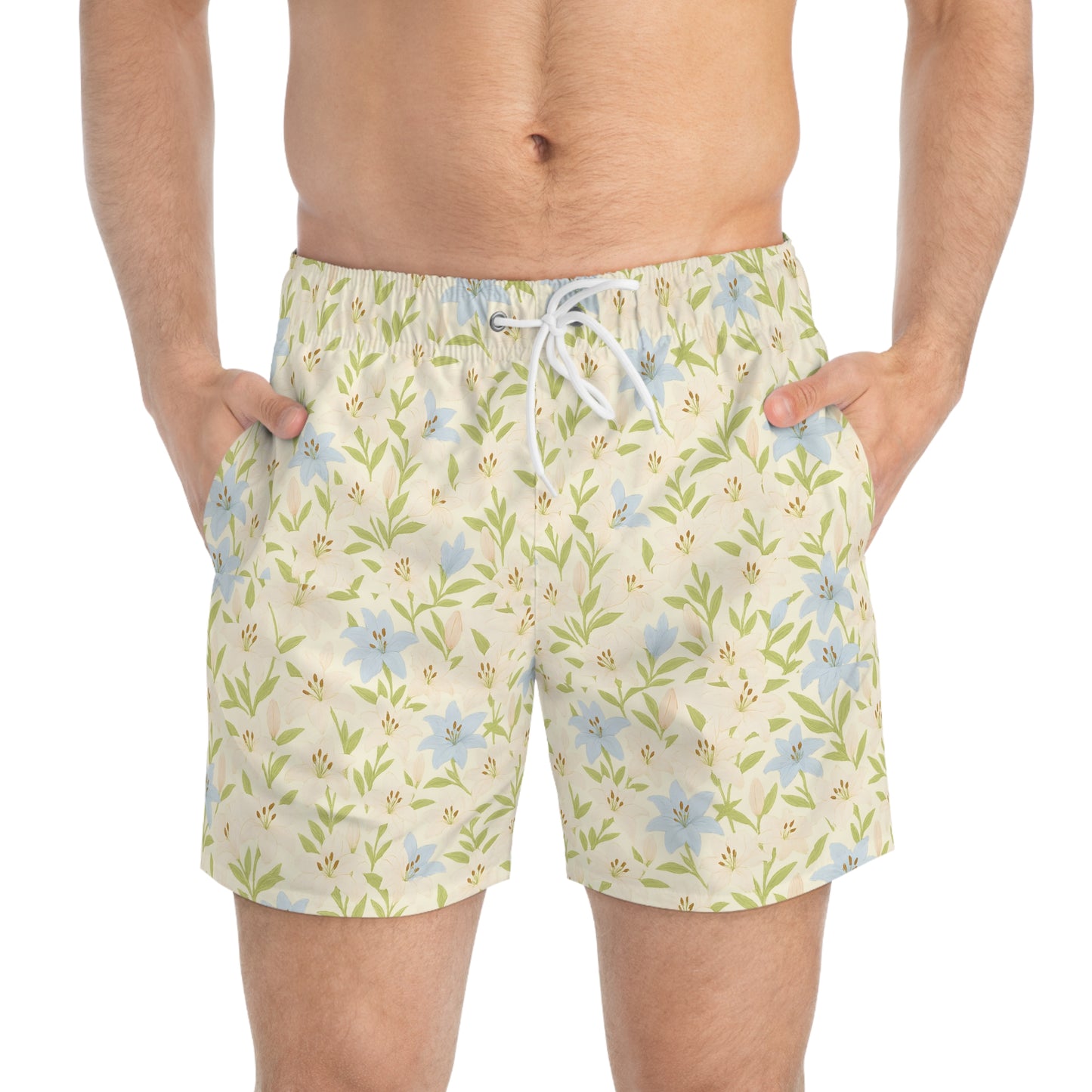 Lilies Light Swim Blue Trunks