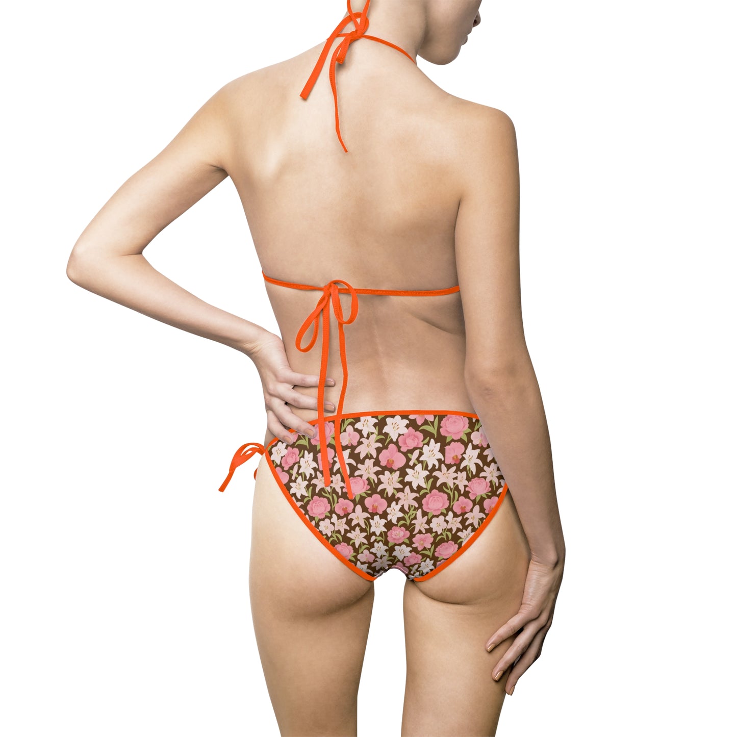 Noa Brown Floral Print Women's Bikini Swimsuit
